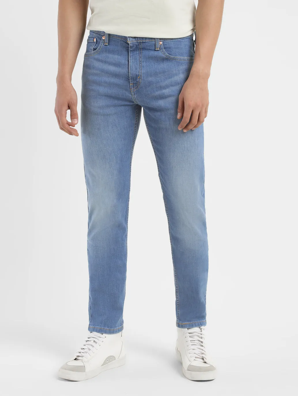 Minimalist Weekend Getaway Casual Travel Outfit Evening Stroll Minimalist Men's 512 Blue Slim Tapered Fit Mid Rise Jeans
