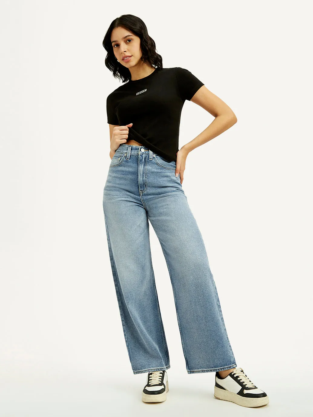 Professional Wear Urban Explorer Weekend Style Stretch Bold Look Women's Light Indigo Loose Fit High Rise Jeans