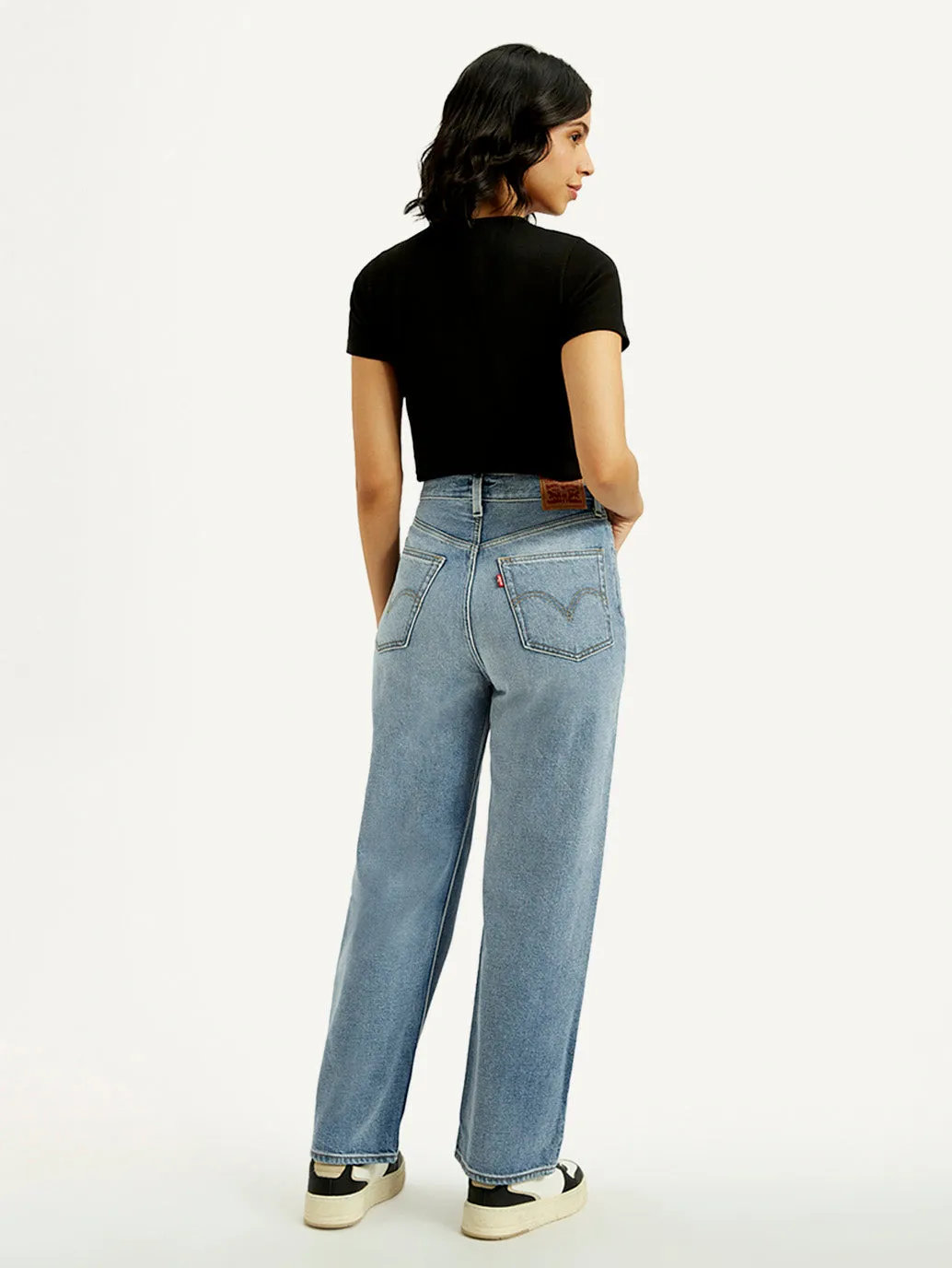 Urban Energy Weekend Warrior Creative Look Modern Women's Light Indigo Loose Fit High Rise Jeans