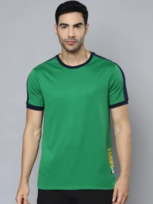 Alcis Men Green Printed Slim Fit T-shirt WindResistantWeave Self Love