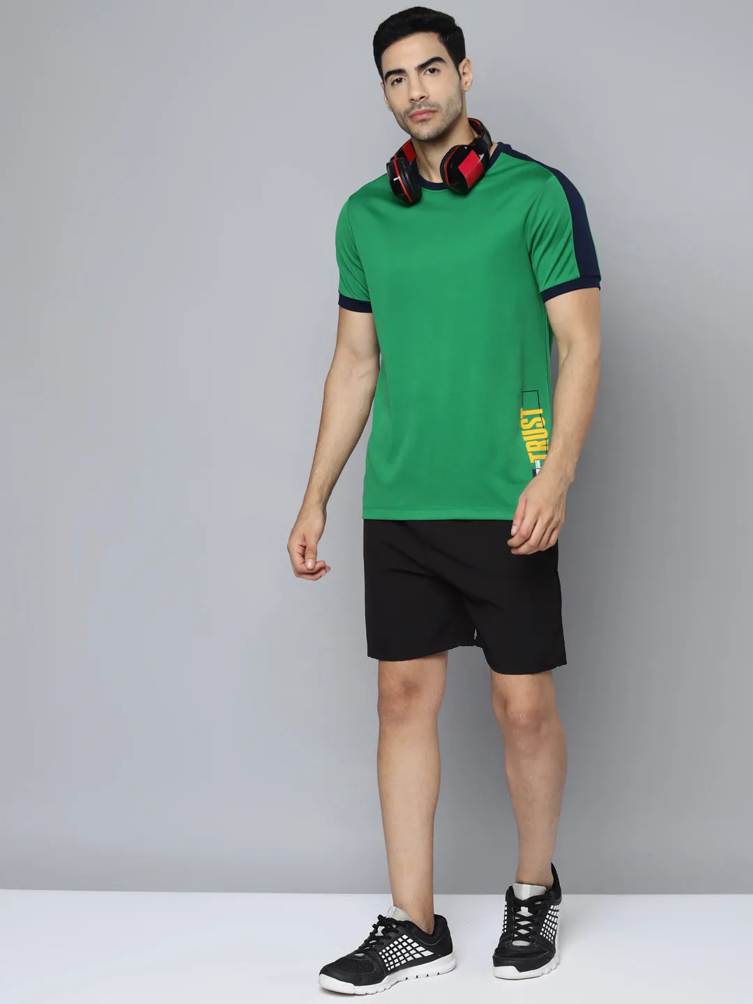 Ice Fit Alcis Men Green Printed Slim Fit T-shirt