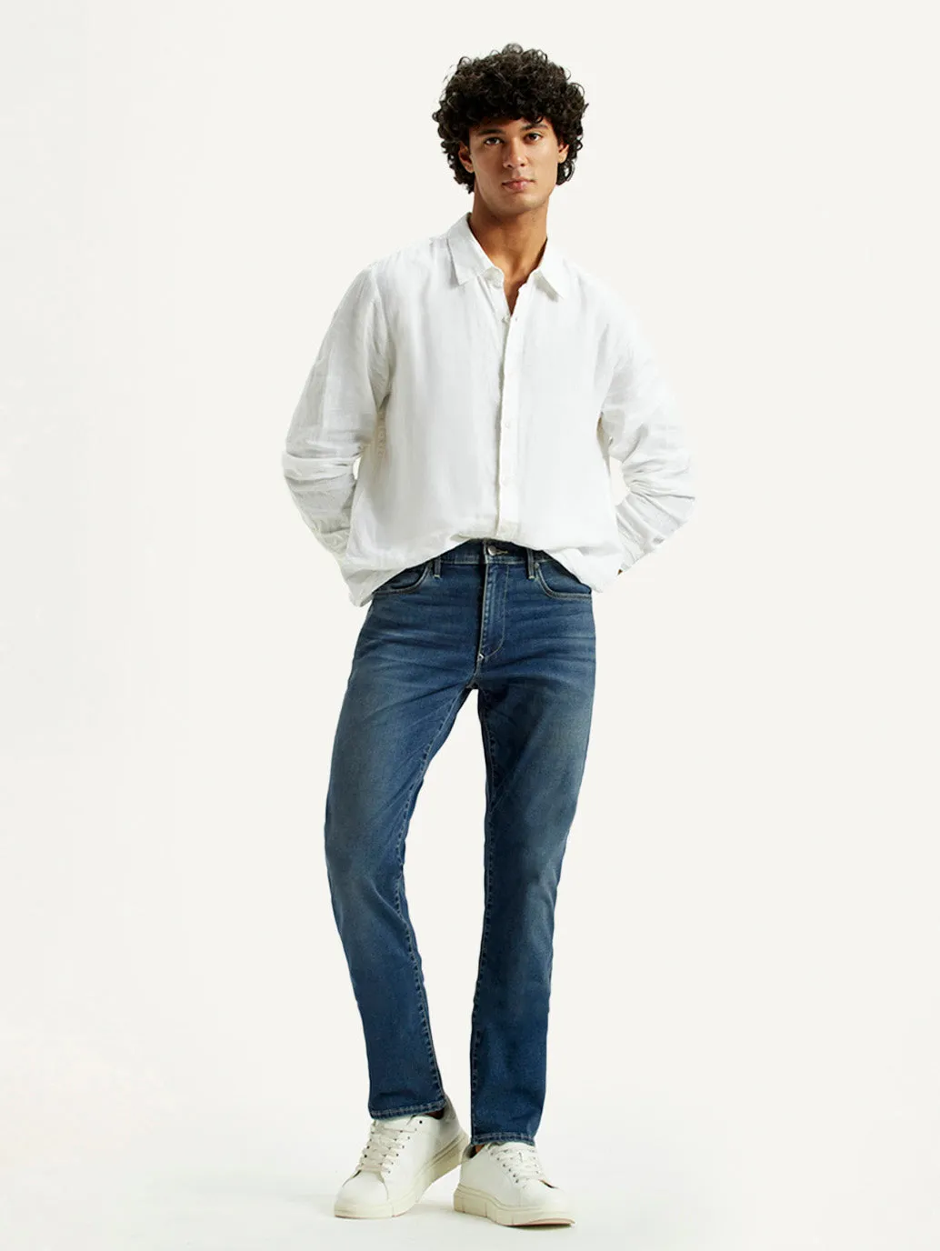 Men's Redloop 511 Dark Indigo Slim Fit Mid Rise Jeans Sharp Vibe Go-to Wear