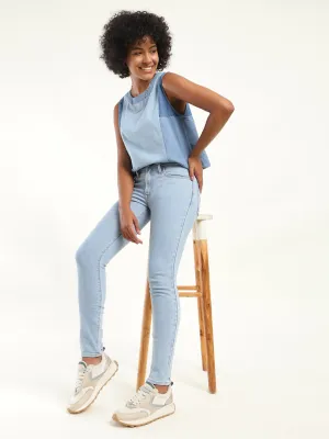 Utility Style Go-To Garment Women's 711 Blue Skinny Fit Mid Rise Jeans