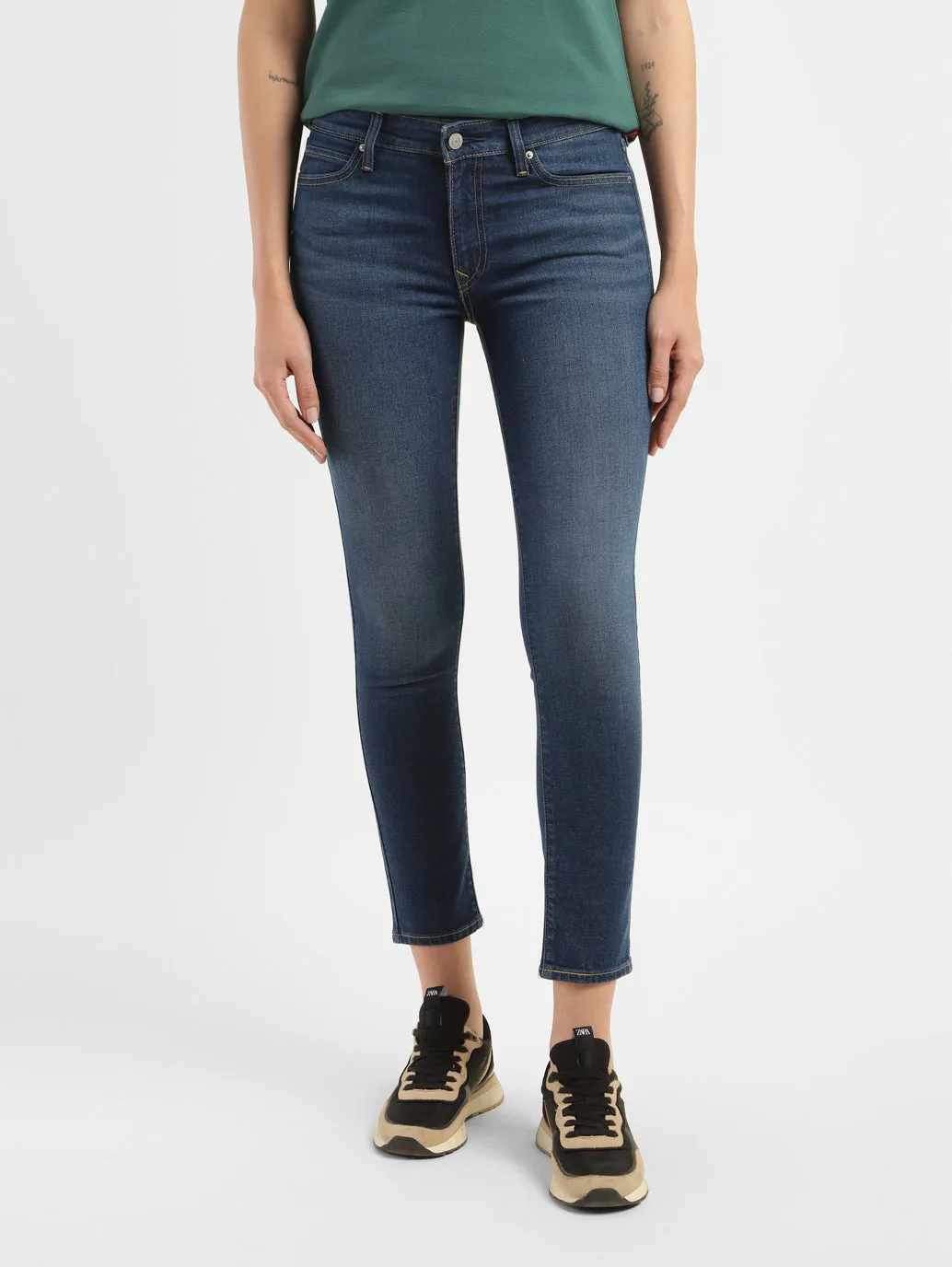 Earthy Streetwear Fan Nature Lover Reinforced Stitching Women's 711 Blue Skinny Fit Mid Rise Jeans