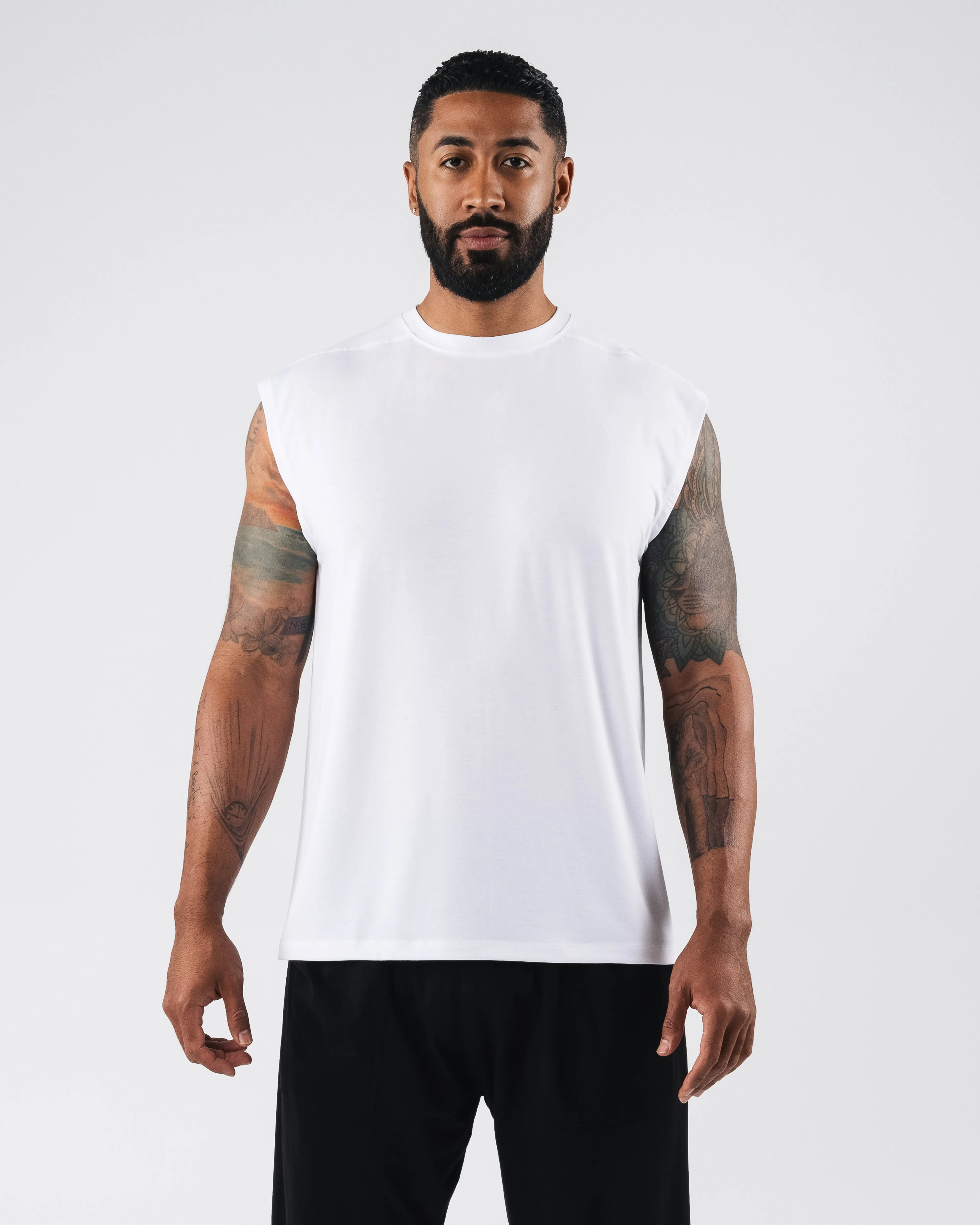 Zero Accent Tank - White Flatlock Seams Strategic Perforations