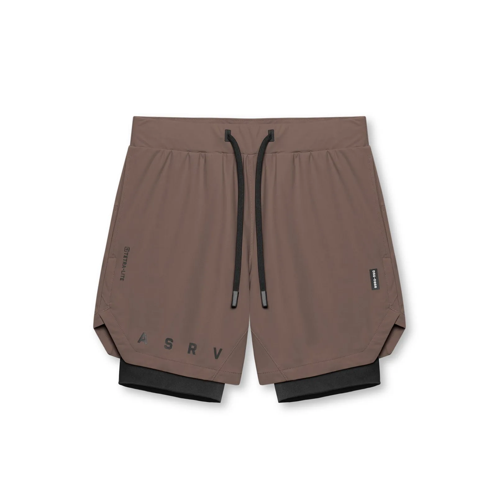 Wide-leg cut 0866. Tetra-Lite? 7" Liner Short - Deep Taupe "ASRV"/Black