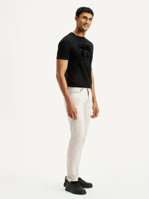 Men's 511 Off White Slim Fit Mid Rise Jeans Breathable Denim Smart Casual Classic Wear