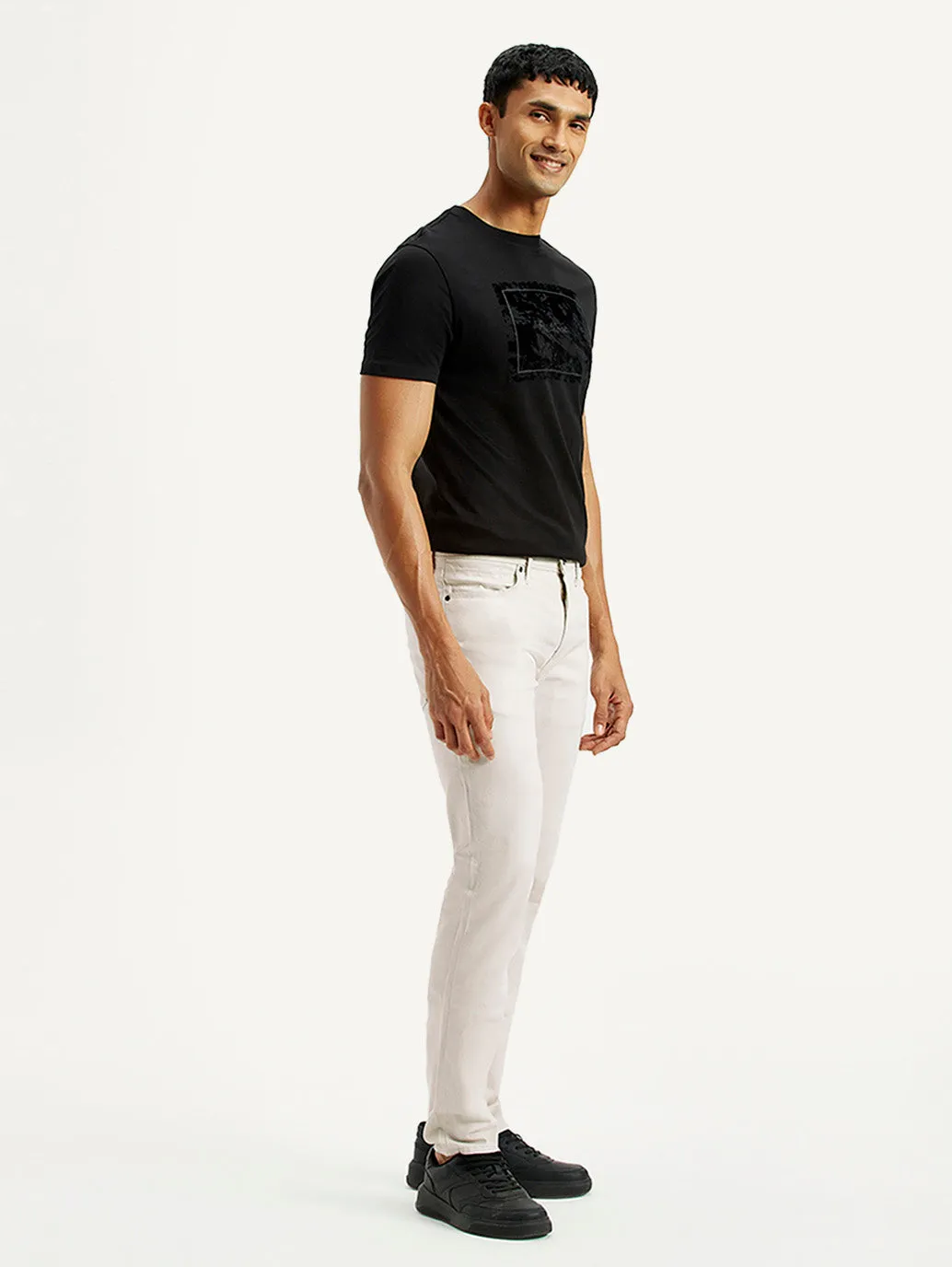 Men's 511 Off White Slim Fit Mid Rise Jeans Breathable Denim Smart Casual Classic Wear