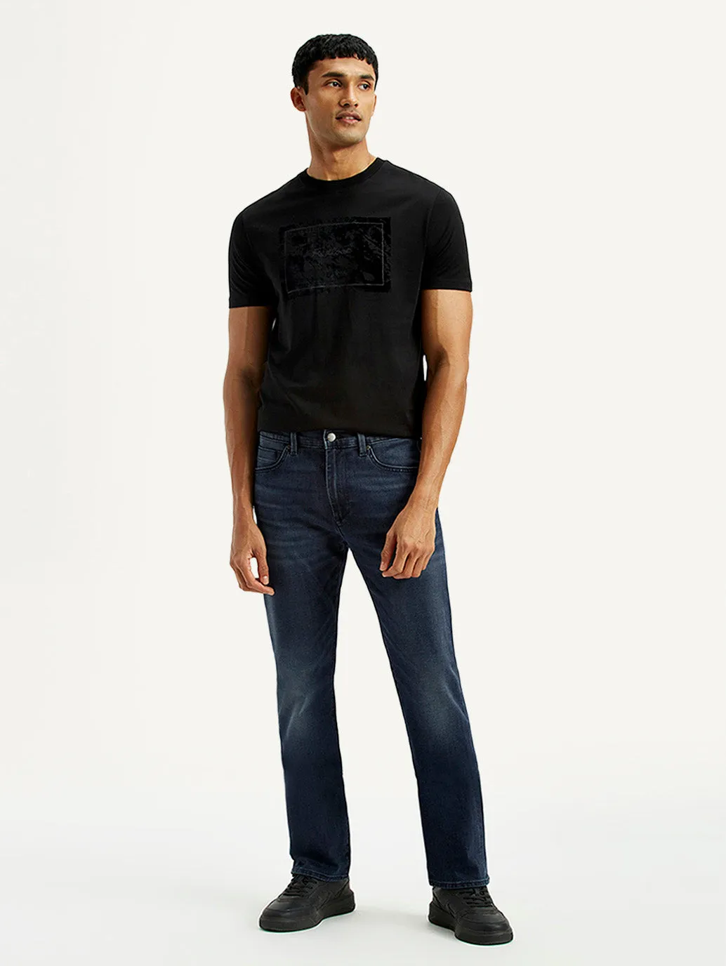 No Gap Waist Design Travel Comfort Men's Redloop 513 Dark Indigo Slim Straight Fit Mid Rise Jeans