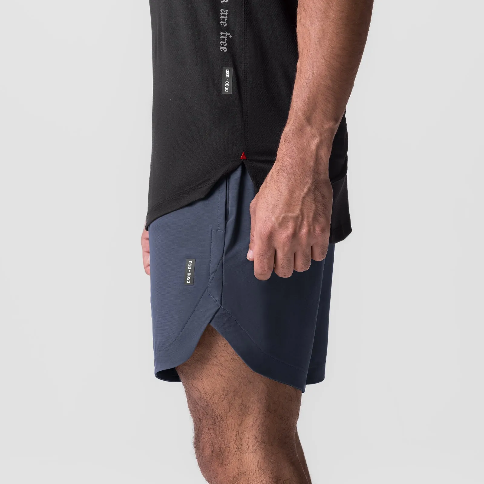 Chic Design Double Layered Reinforcement 0823. Tetra-Lite? 7" Linerless Short - Navy "Wings"