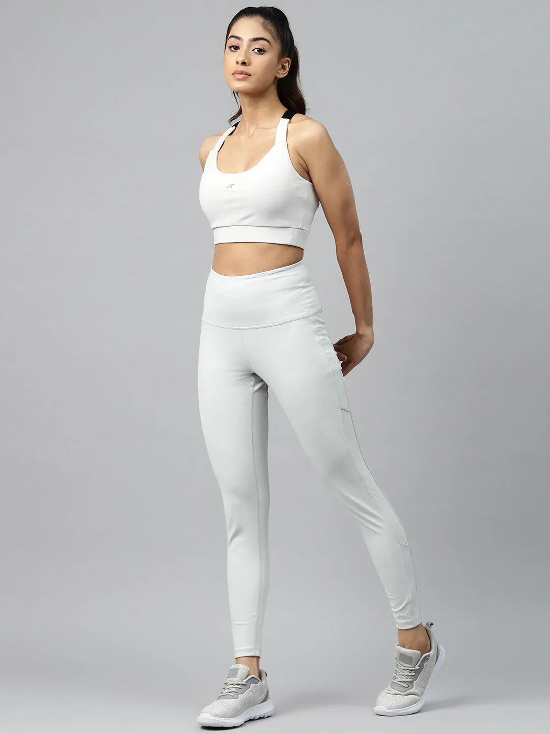Alcis Women Grey  Solid Ankle Length Sports Tights Premium Stretch Dance Practice For Men