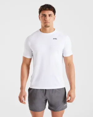 Daily Fashion Drop Shoulder Cut Ascend Seamless T Shirt - White