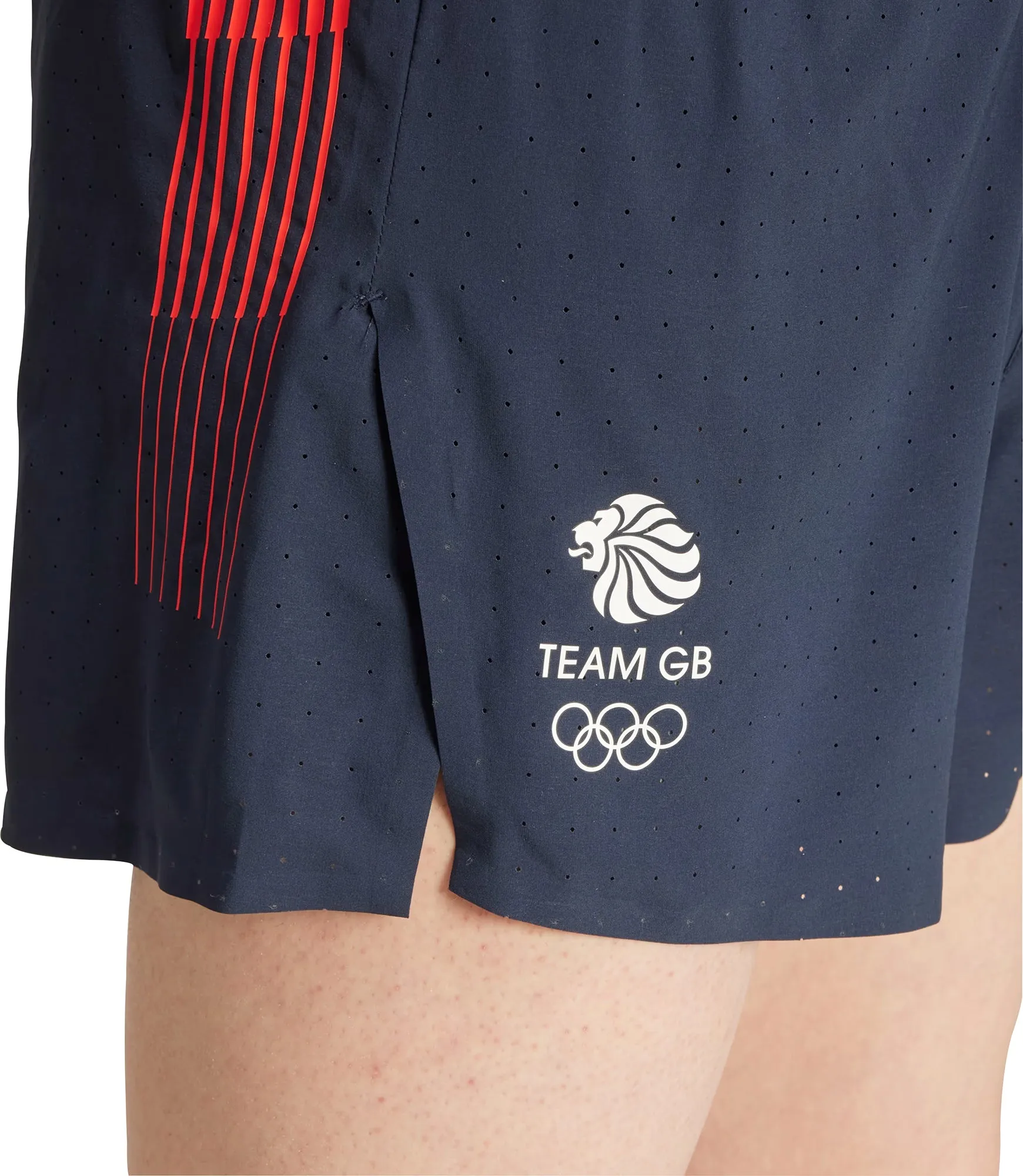 Water Repellent Finish Durable Weave adidas Adizero Team GB Mens Split Running Shorts - Blue