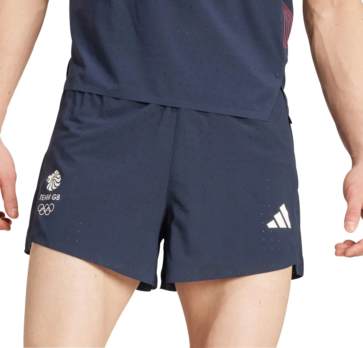 Swimwear Daywear adidas Adizero Team GB Mens Split Running Shorts - Blue