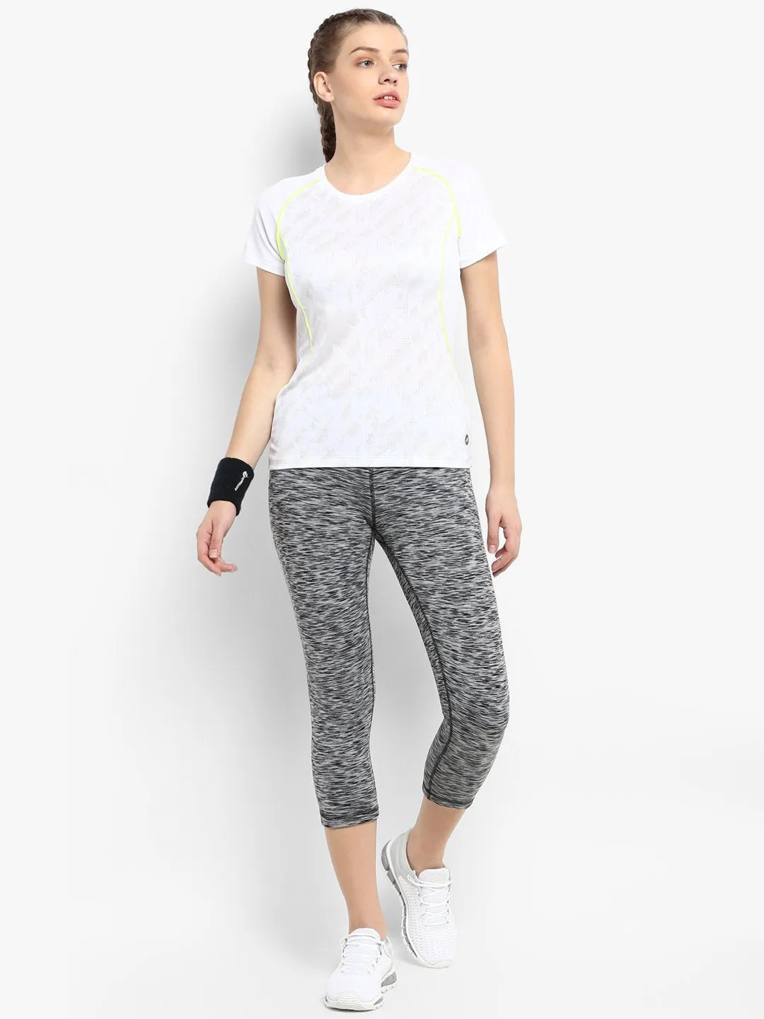 Tagless Labeling System Reflective Logo Detail Alcis Women Solid Charcoal Tights