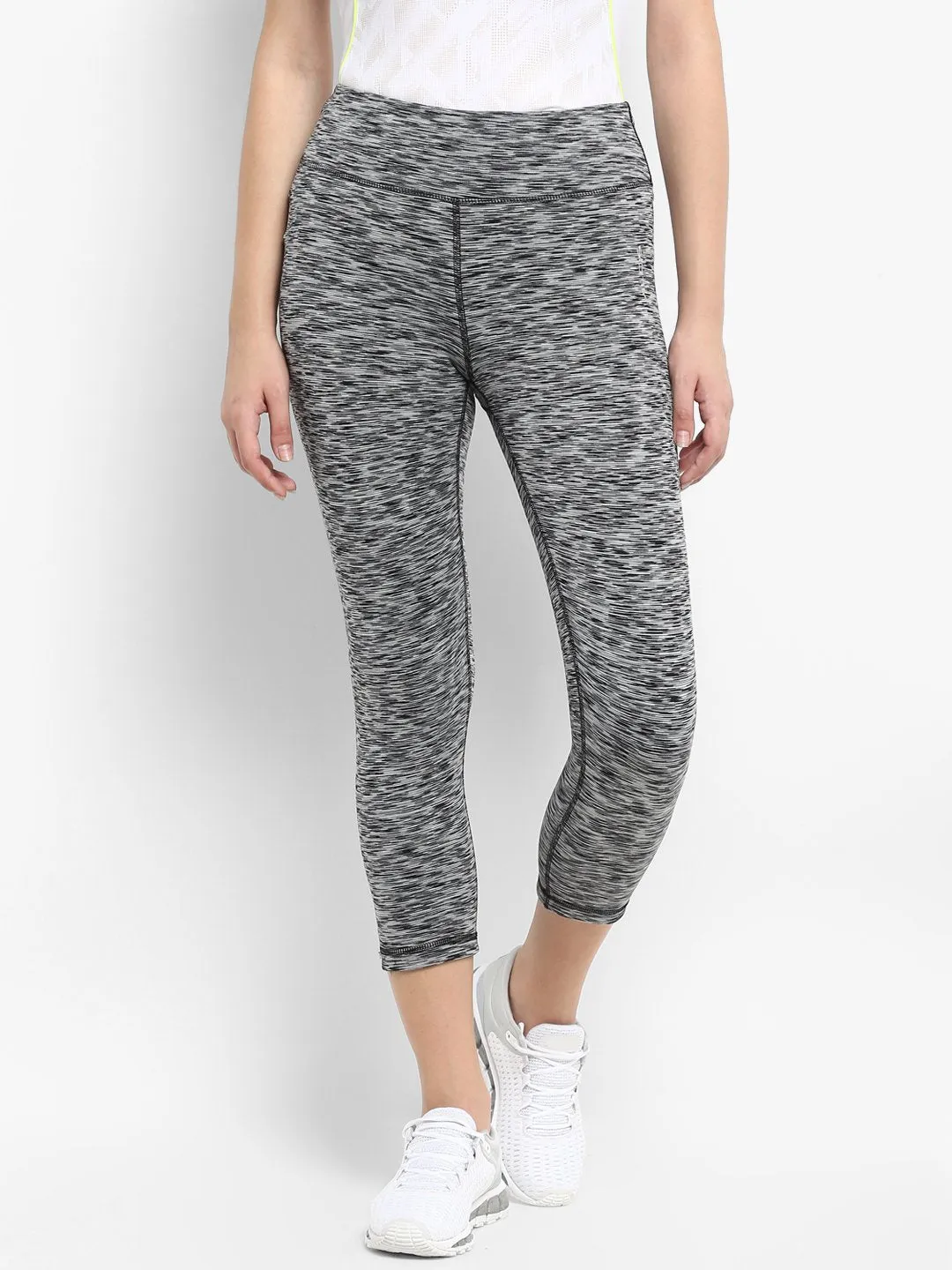 Alcis Women Solid Charcoal Tights Fit Control Sweat Wicking Lining