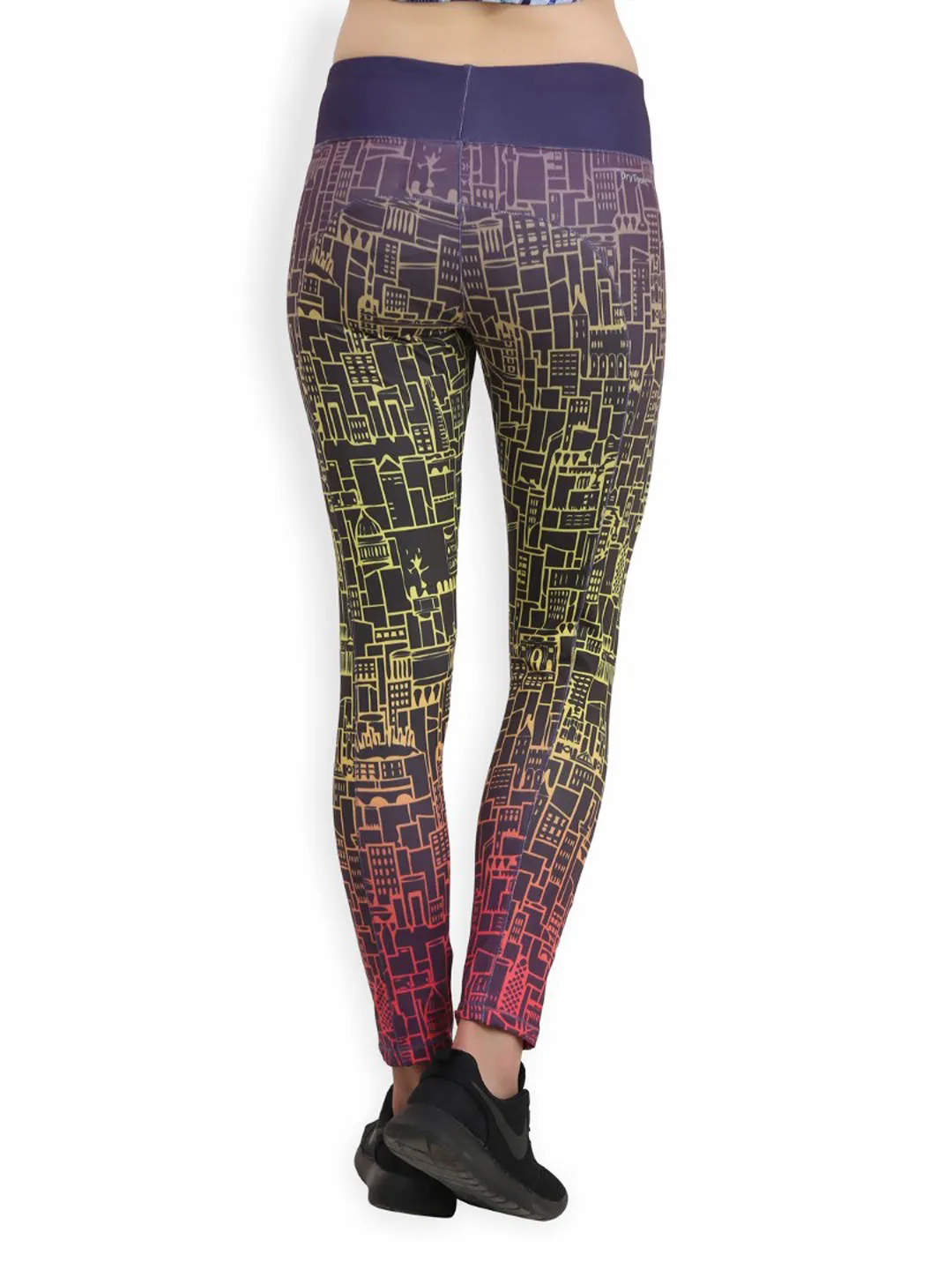 Alcis Womens Printed Multi Color Legging ALWPA003022 Layered Seam Construction breath easy