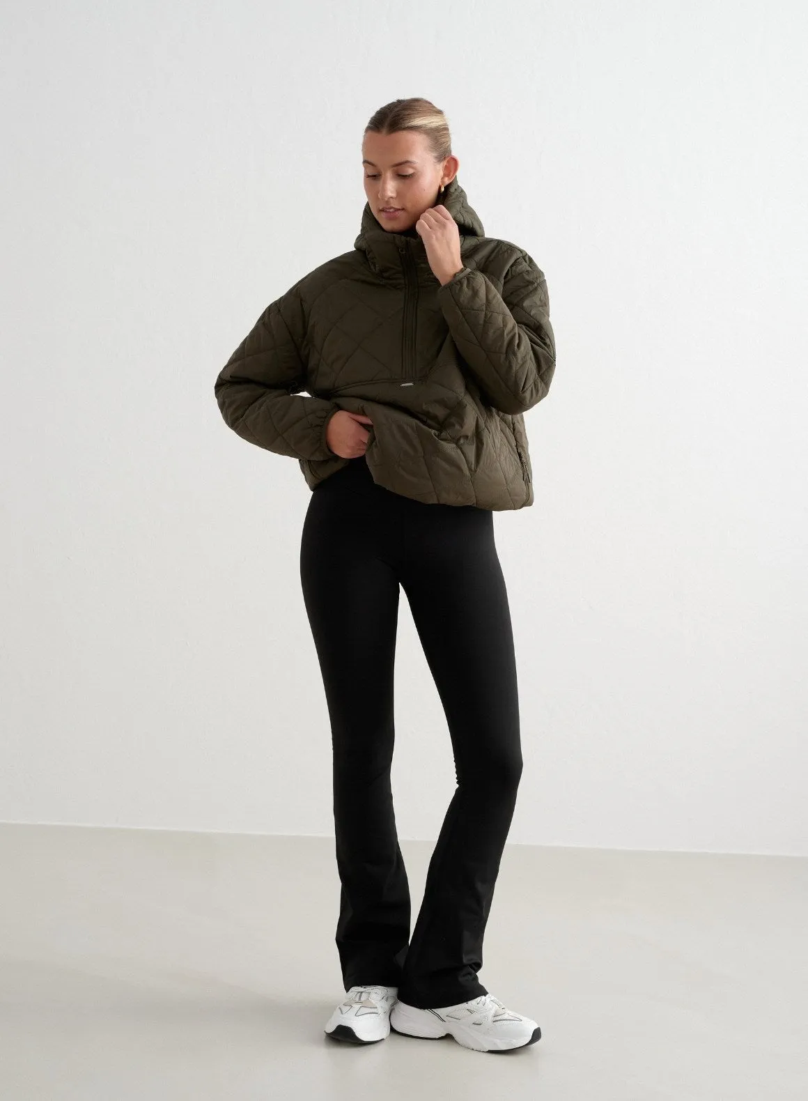 Black Warming Flare Tights Durable Elastic