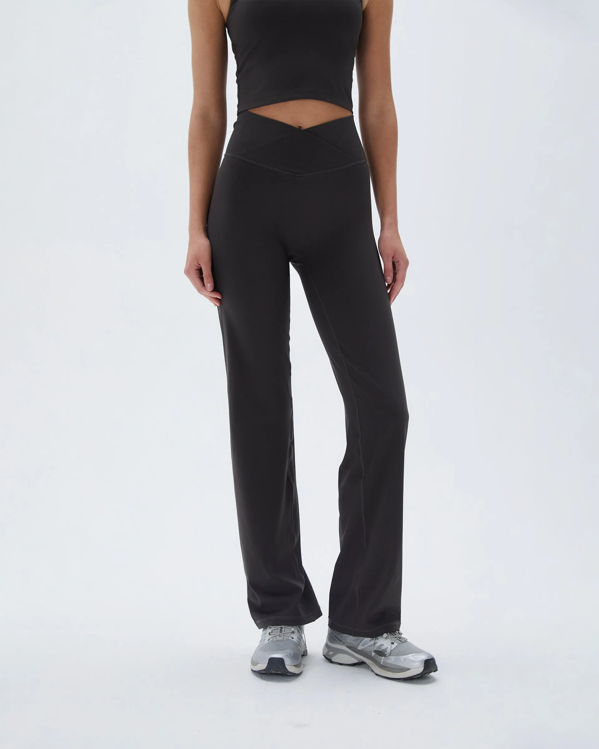 Wrap Over Yoga Pant - Coffee Bean Stretch Form