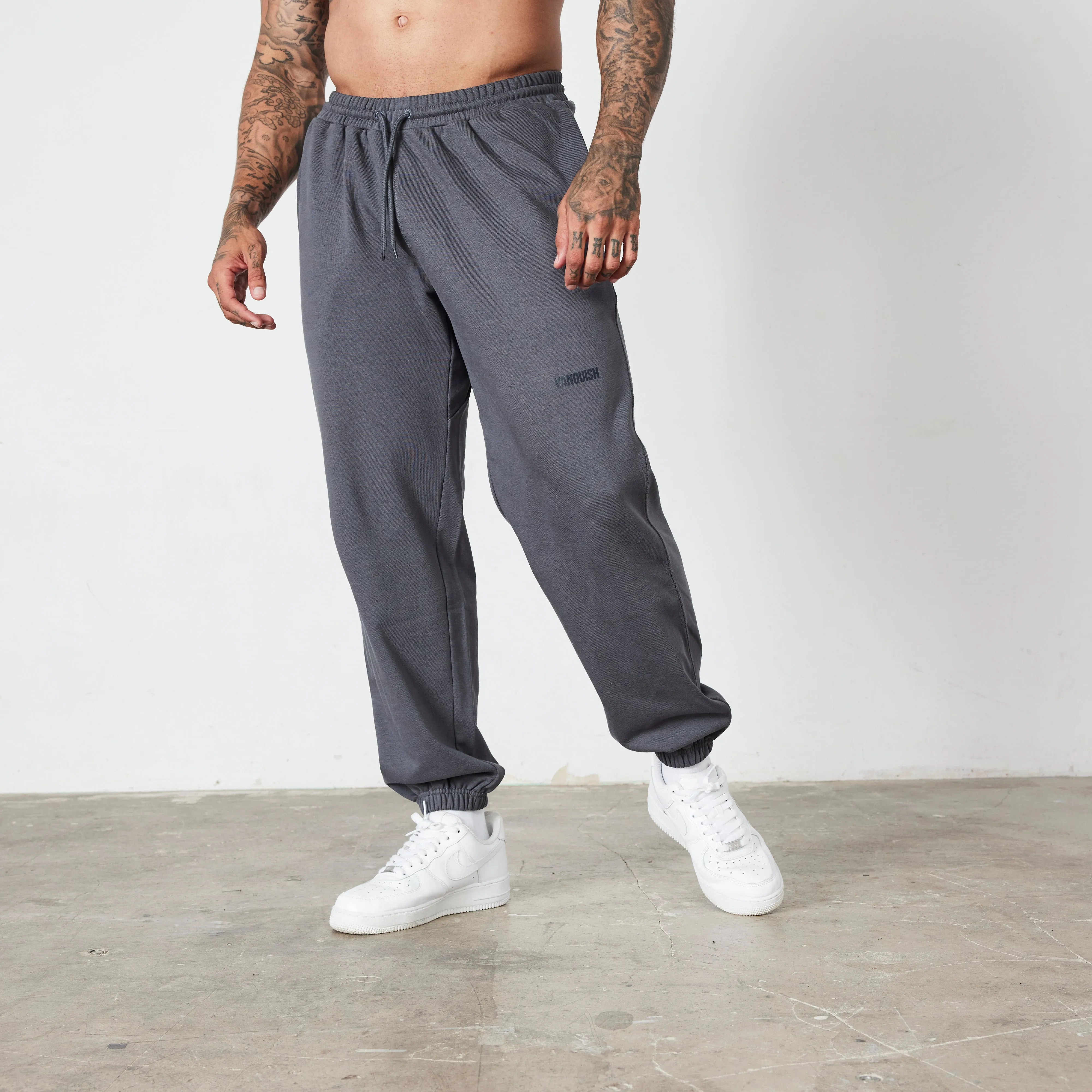 Sustainable Material Blend Temperature Regulating Fabric Vanquish Essential Denim Blue Oversized Sweatpants
