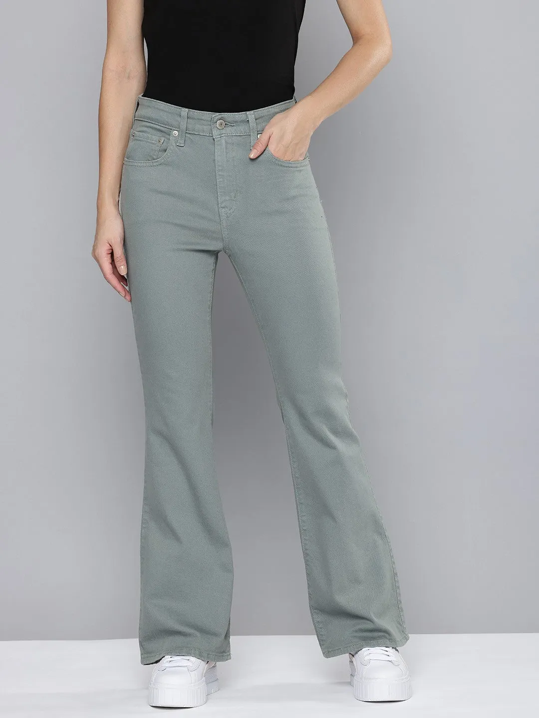 Iconic Outfit Women's 726 Grey Flared Fit Mid Rise Jeans