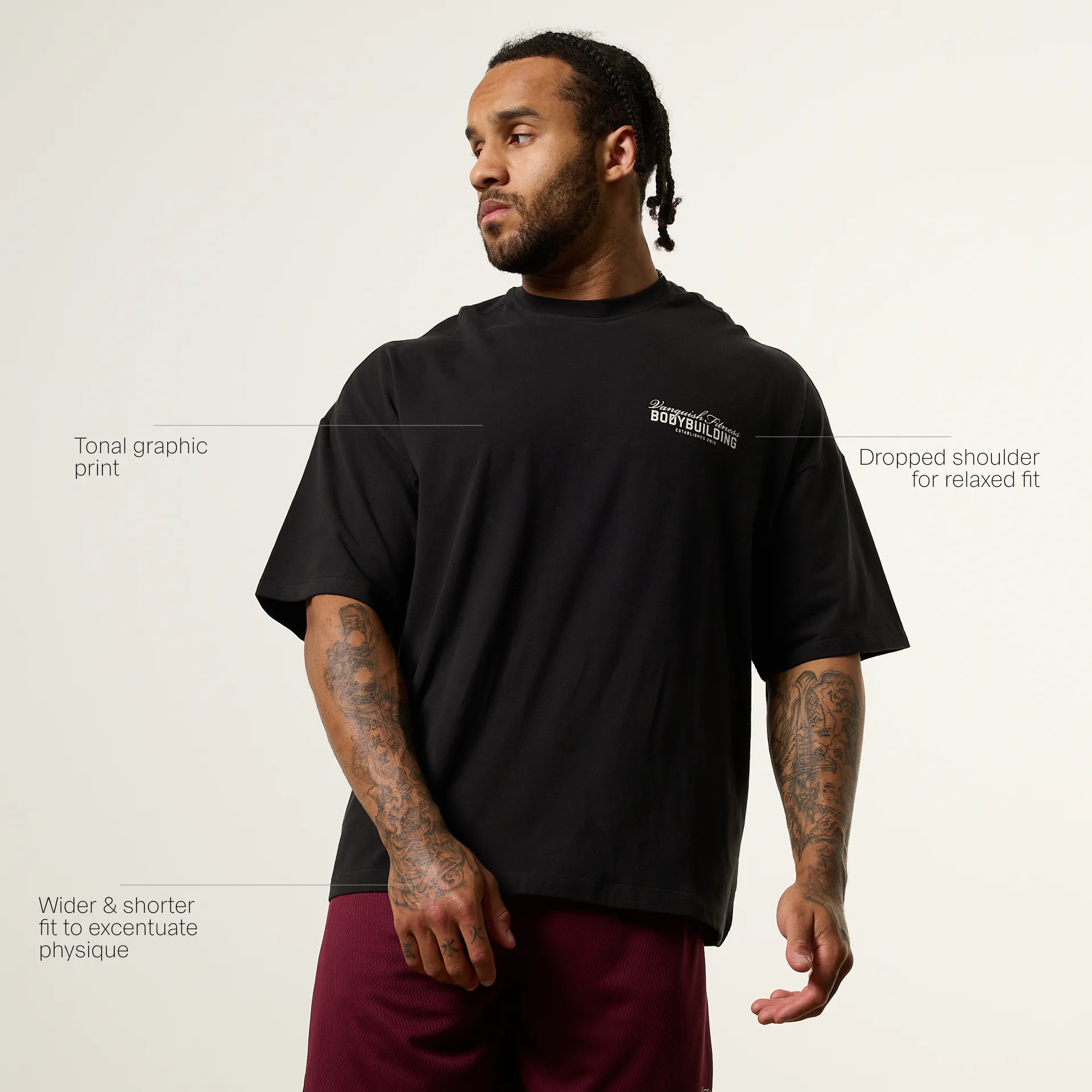 Vanquish Bodybuilding Black Oversized Boxy T Shirt athletic style