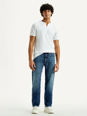 Men's 505 Indigo Straight Fit Mid Rise Jeans Classic Wear Textured
