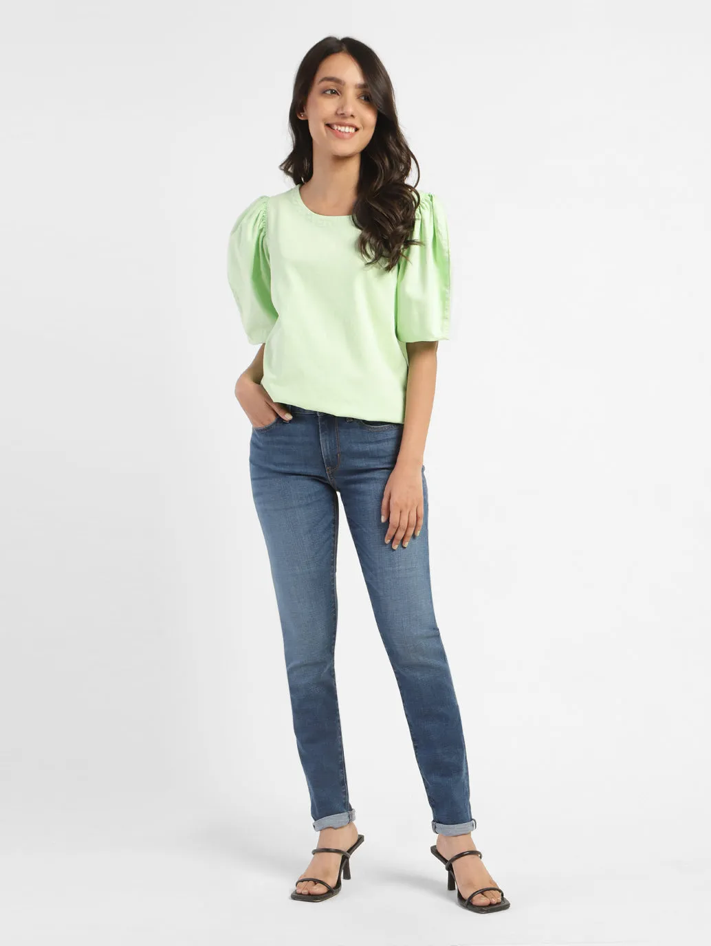 Women's 711 Blue Skinny Fit Mid Rise Jeans No Fuss Wear