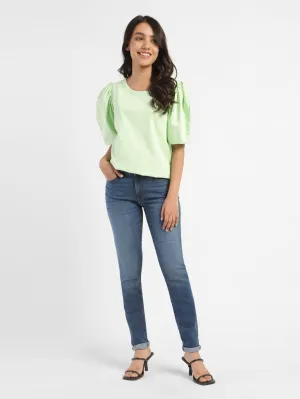 Women's 711 Blue Skinny Fit Mid Rise Jeans No Fuss Wear