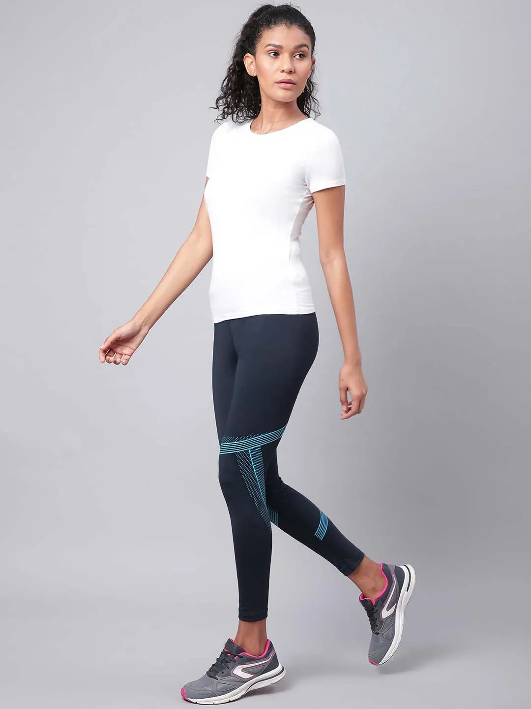 Alcis Women Navy Solid Training Tights Home Ready