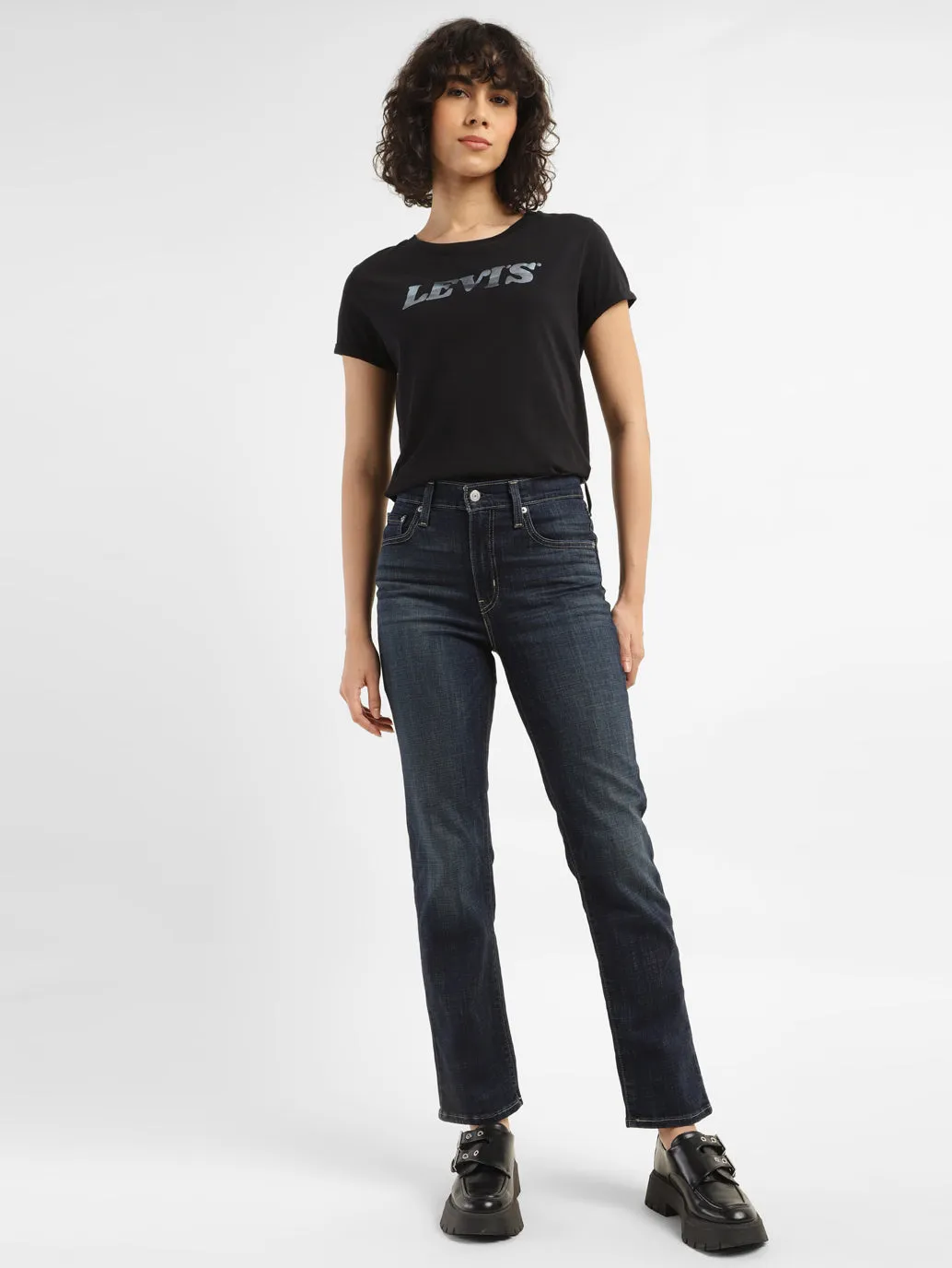 Women's 724 Blue Straight Fit High Rise Jeans Active Ready