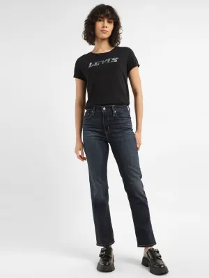 Women's 724 Blue Straight Fit High Rise Jeans Classic Casual