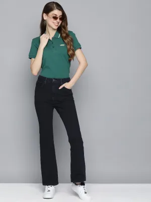 Women's Redloop 725 Navy Blue Flared Fit Mid Rise Jeans Casual Classic