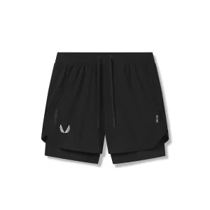 0865. Tetra-Lite? 5" Liner Short - Black/Black/ White "Wings" petite size Free Movement