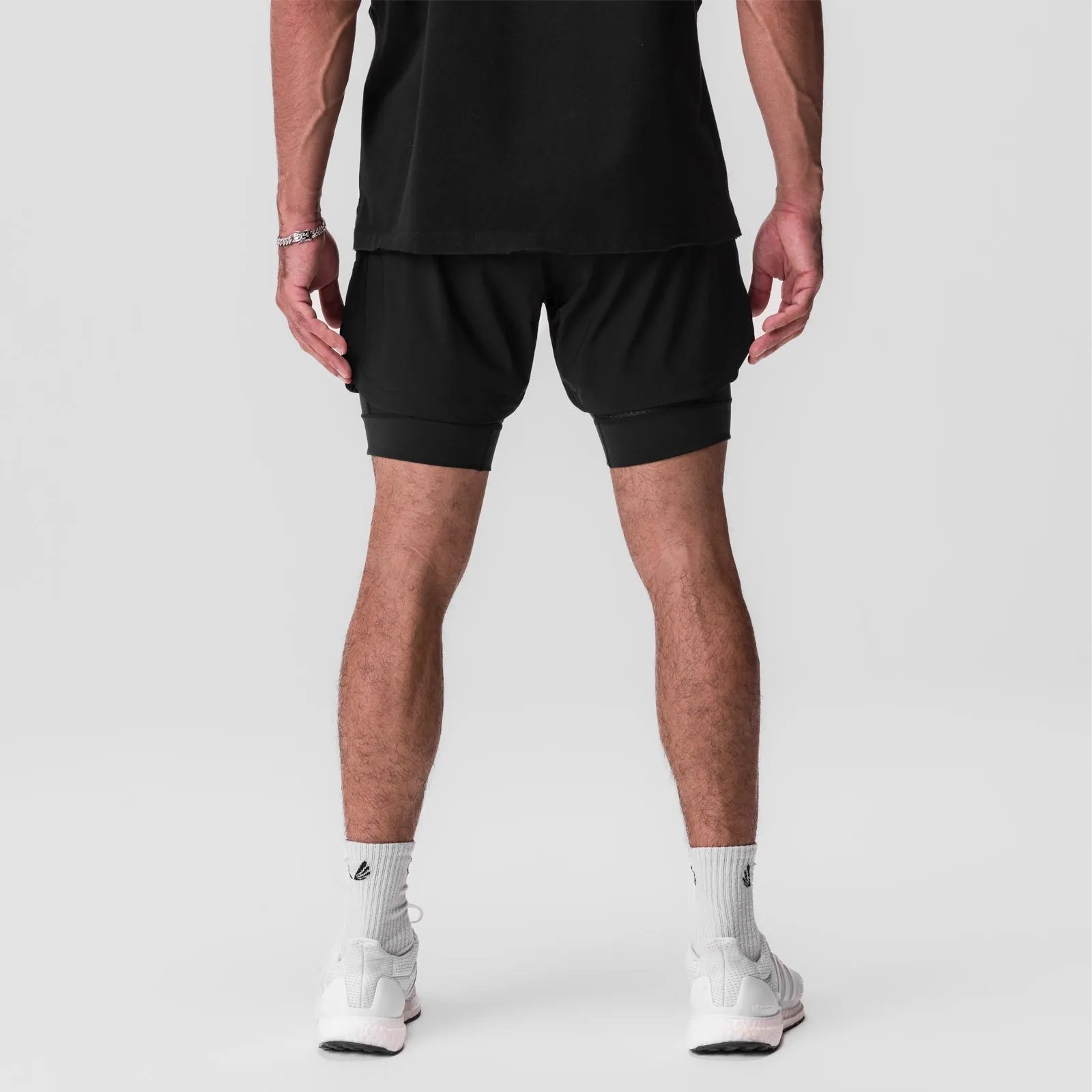 Sustainable Breathable Side Vents 0865. Tetra-Lite? 5" Liner Short - Black/Black/ White "Wings"