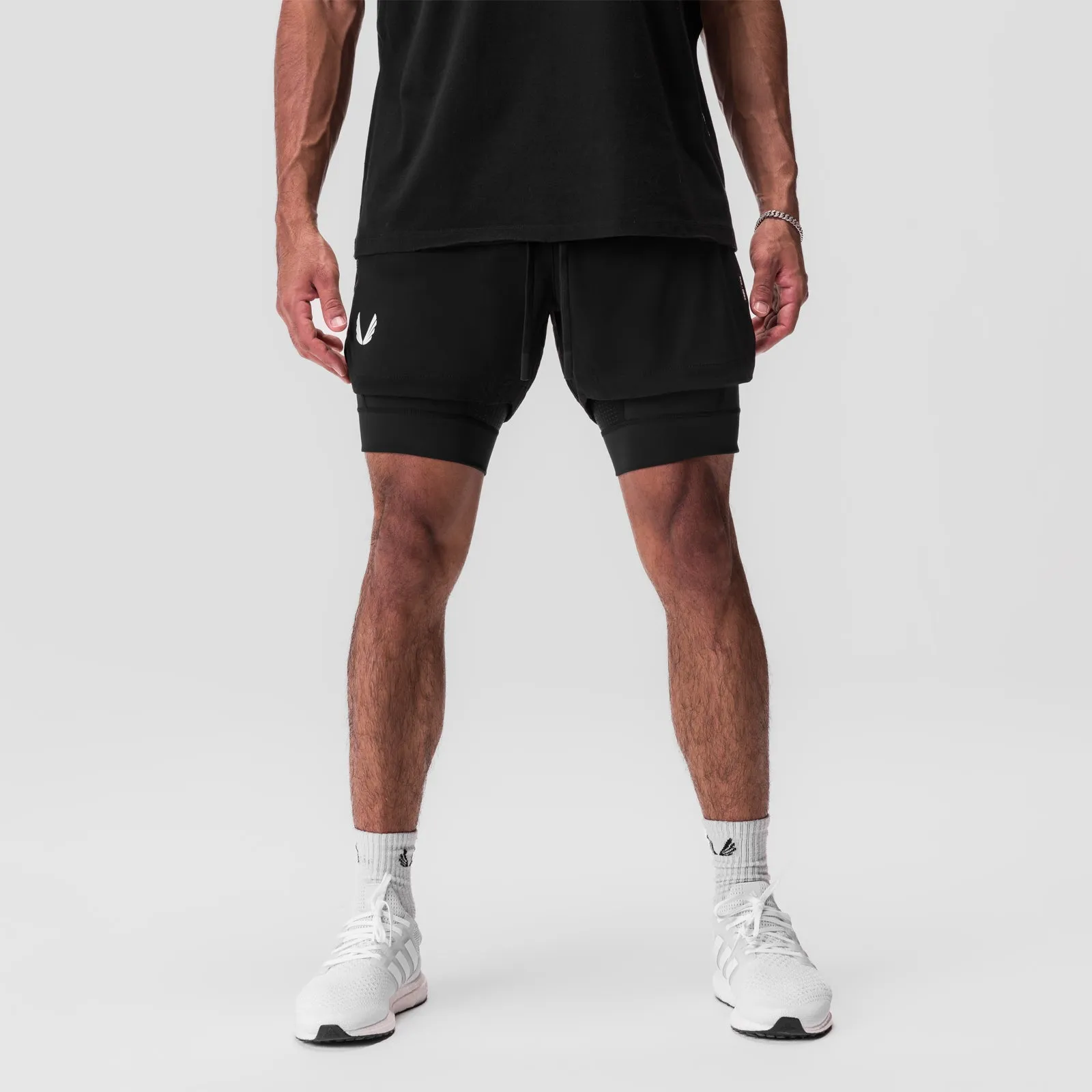 Comfort Fit Effortless Look 0865. Tetra-Lite? 5" Liner Short - Black/Black/ White "Wings"