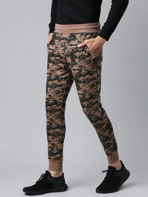 Alcis Men Brown & Black Camouflage Print Joggers No Ride Up Design