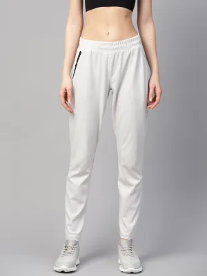 Alcis Women Off White Solid Slim Fit Track Pants Roll-up style Cuffed hem