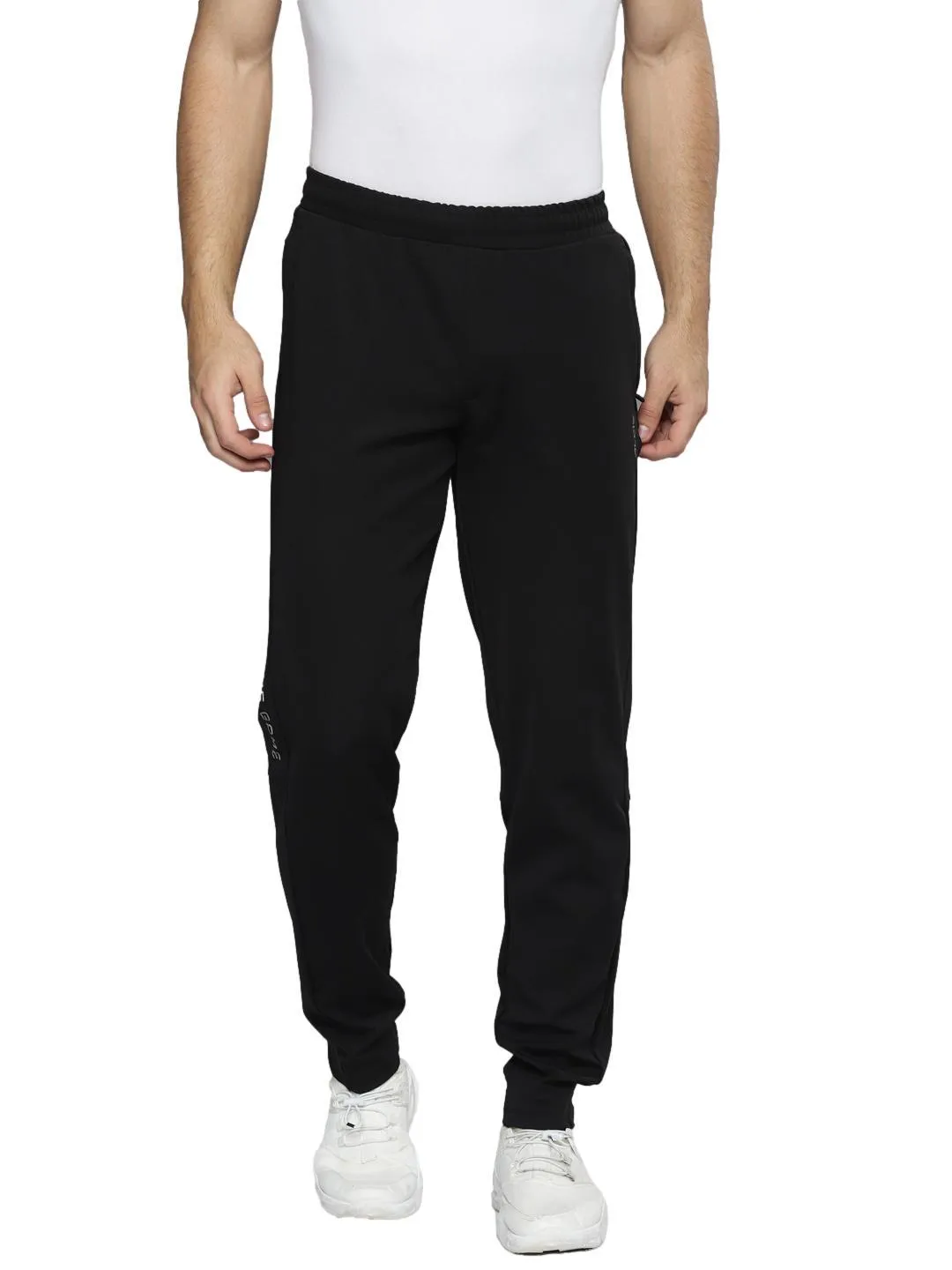 Alcis Men Solid Black Track Pant Raw edge Sporty Touch