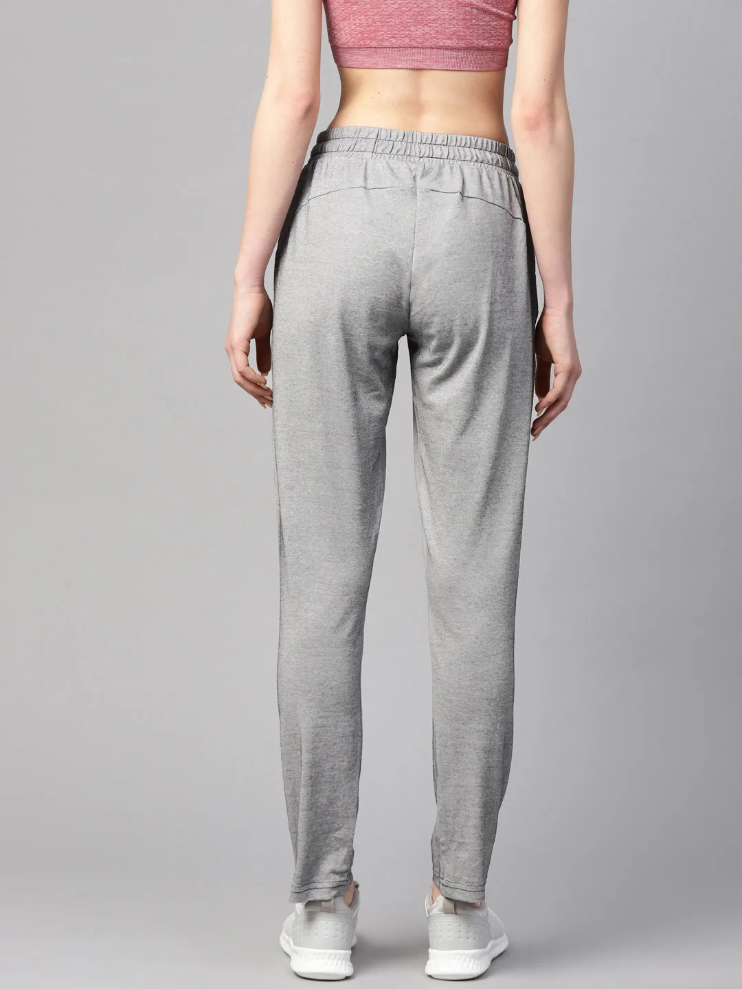 Thermal Insulation Layer HighWaistSupport Alcis Women Grey Melange Solid Slim Fit Track Pants