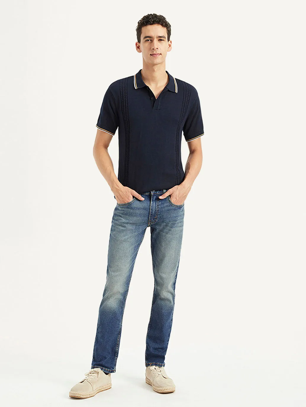 Universal Style Versatile Weekend Style Men's 65504 Blue Skinny Fit Mid Rise Jeans