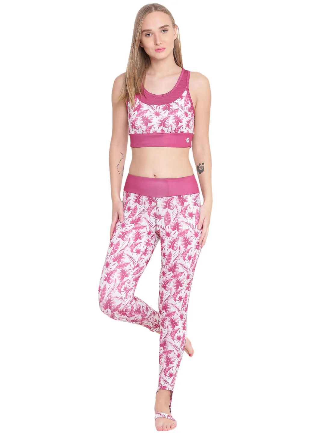 Alcis Women Pink and White Tights Daily Routine Outdoor Lover