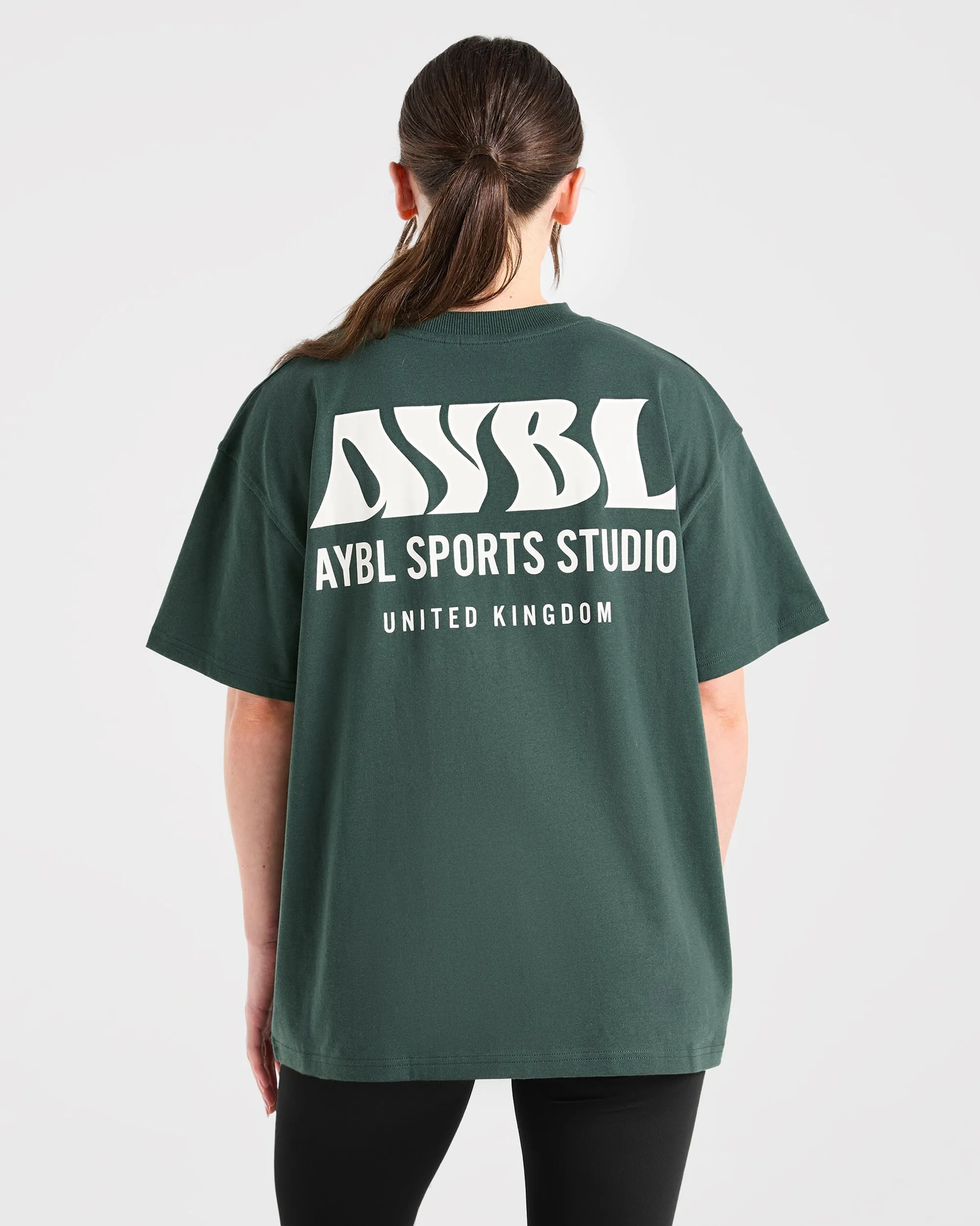 AYBL Sports Studio Oversized T Shirt - Forest Green Premium Quality Flatlock Seams