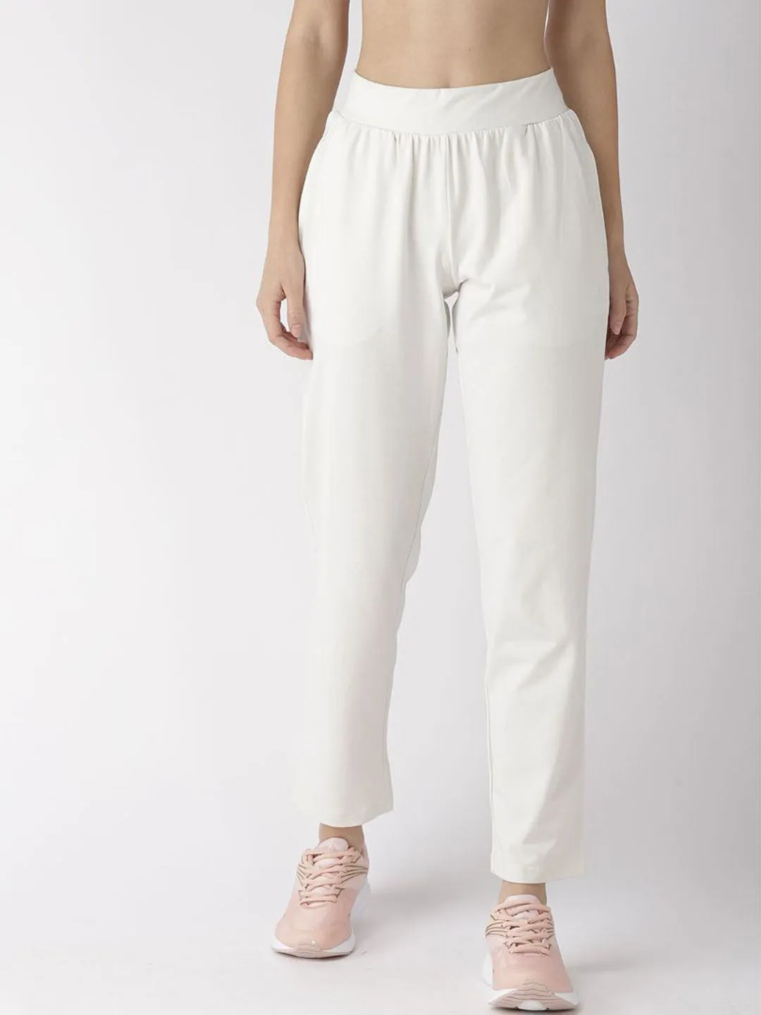 Neutral Tone Alcis Women Solid Off-White Track Pants
