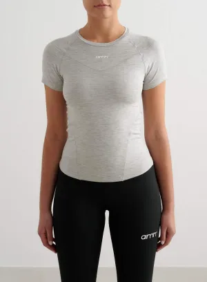 Thermal Regulating Layer Grey Melange Soft Basic Short Sleeve