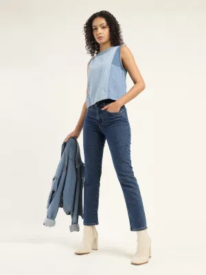 Women's 724 Blue Straight Fit High Rise Jeans Eco Friendly Dye