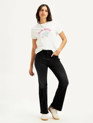 Women's Black Wedgie Bootcut Fit Mid Rise Jeans Modern Earthy