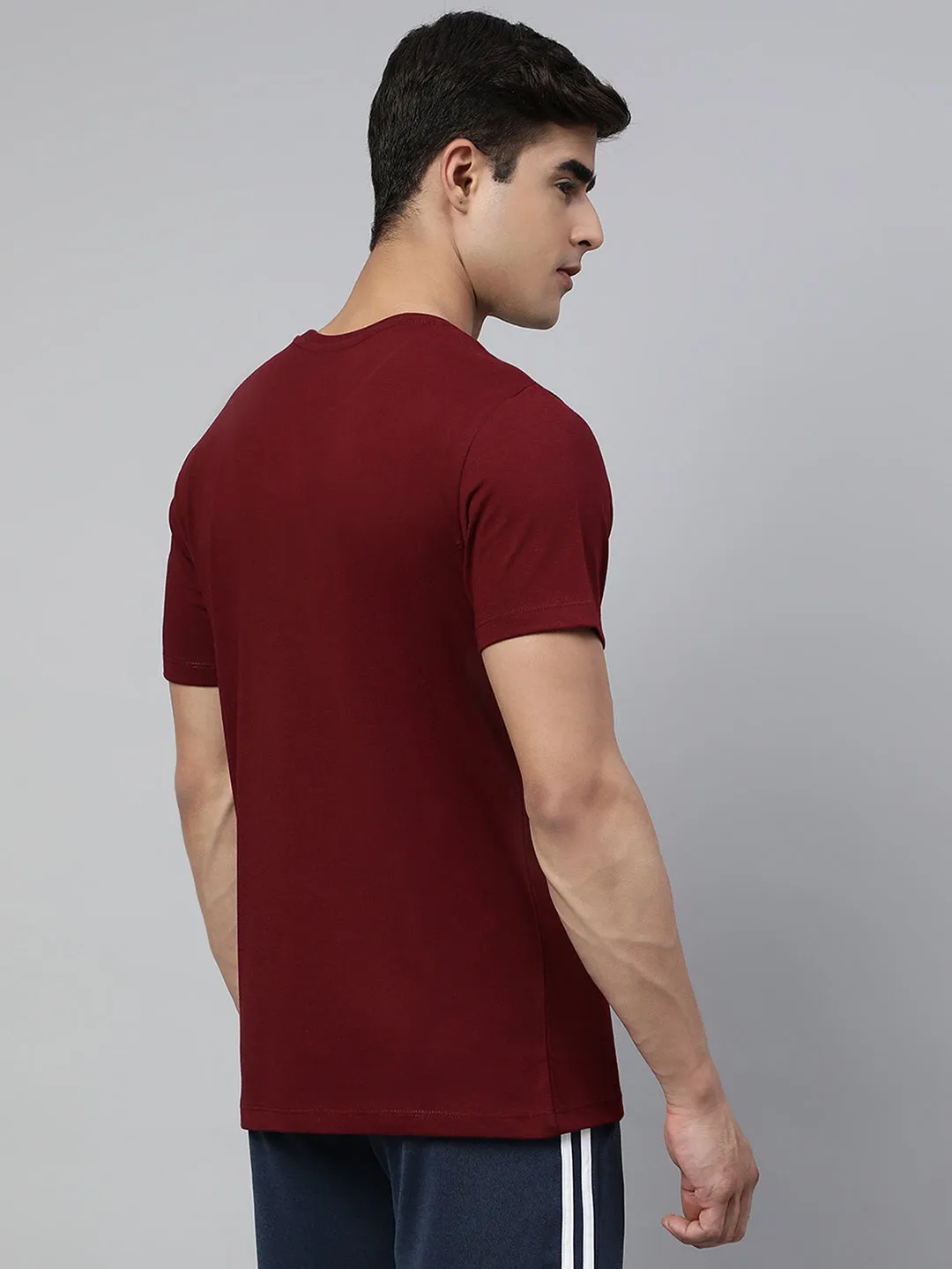 ElasticFree Cuffs Relax Mode Alcis Men's Raisin Soft-Touch Regular-Fit Athleisure T-Shirt