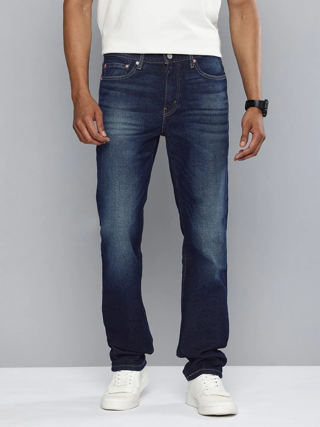 Office Wear Couple Look Work Ready Men's 511 Navy Blue Slim Fit Mid Rise Jeans