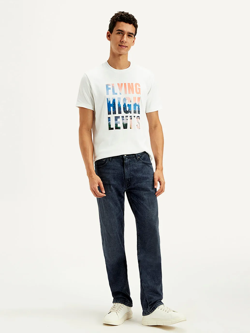 Family Style Minimalist Style Date Night Core Layer Men's 555'96 Blue Loose Fit Mid Rise Jeans